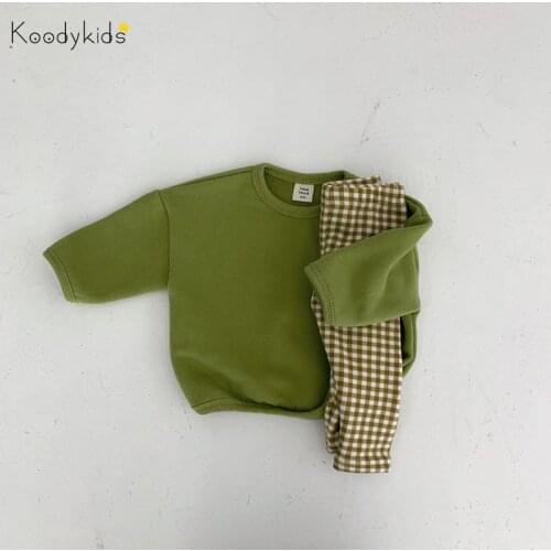 Koodykids 2021 Spring Baby Boy Girl Clothes Set Toddler Soft Cotton Clothing Shirt Pants Casual Boy Clothes Long Sleeve Shirt