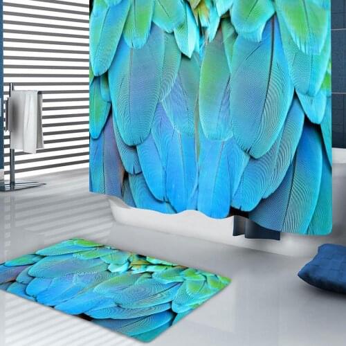 Feather Print Shower Curtain Moldproof Waterproof Bathroom Curtain Luxury Bath Curtains Rideau De Douche Bathroom Product