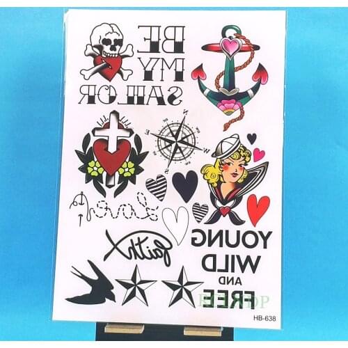 Waterproof Temporary Tattoo Sticker new school sailor girl anchor tatto stickers flash tatoo fake tattoos for men women