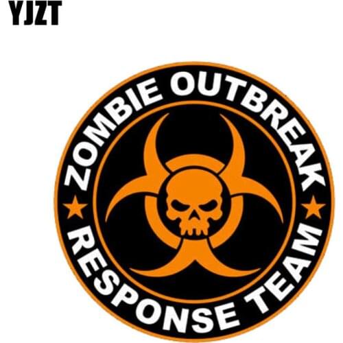 YJZT 9.2CM*9.2CM ZOMBIE OUTBREAK RESPONSE TEAM Orange Classic Reflective Car Stickers C1-7123
