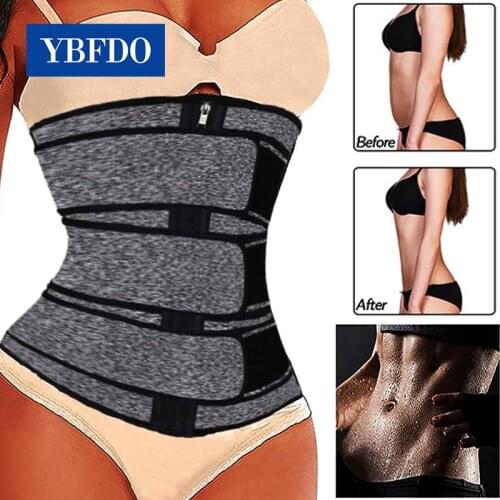 YBFDO Womens Corset Shaper with Zipper Waist Trainer slimming Belt Sweat Weight Loss Compression Trimmer Workout Fitness