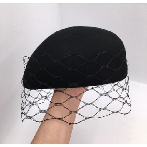 Winter French about retro elegant lace wool womens beret hat