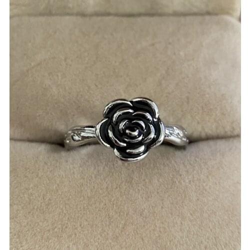 Milangirl Ladies Ring Fashion Classic Black Rose Flower Female Ring 2021 Latest Simple Girl Party Jewelry Factory Direct Sales