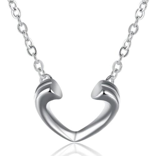 New Style 925 Silver Necklace Open Heart Chain Female Charm Engagement Party Wedding Fashion Jewelry