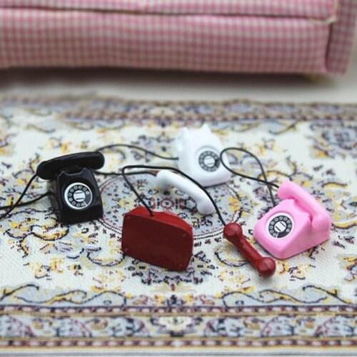 1Pc Cute Mini Fixed Telephone Dollhouse Miniature Scene Model Dollhouse Accessories