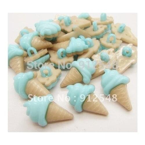 100 blue Resin Ice Cream Sewing Shank Buttons Scrapbooking 22x13mm,bingqilin007