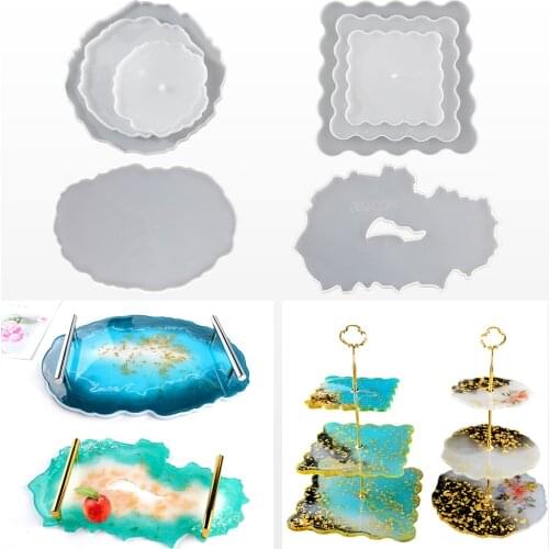 Big Rectangle Plate Resine Epoxy Moule Set Fruit Disc Tea Tray Silicone Molds For Resin Art Jewellery Making Supplies