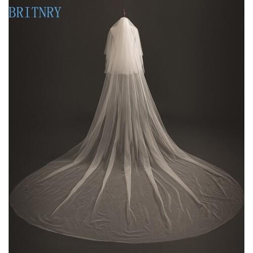 BRITNRY New Arrivals Long Wedding Veil Tulle Two Layer Bridal Veil White Ivory Champagne Blusher Veil Wedding Accessories