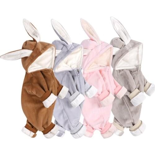 Baby Clothes Romper Newborn Baby Boys Girls Winter Cute Ear Fleece Jumpsuit Romper Warm Outwear New Born Baby Clothes Jumpsuit
