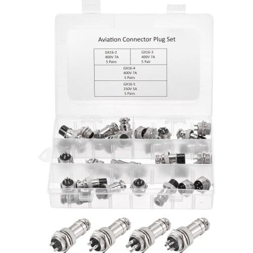 Uxcell Aviation Connector Set 16mm 2 3 4 5 Terminals, GX16 Waterproof Male Female Connector Fittings Pack of 1 Set