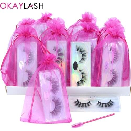 OKAYLASH 100% Real Mink Fluffy Natural Eyelashes 3D 5D Makeup False Eye lashes Fake Cilias with Free Bag and Brushes