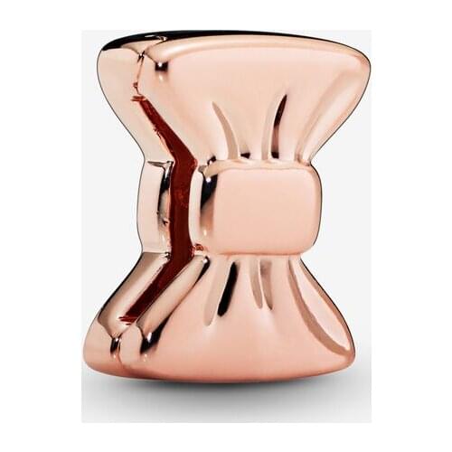 925 Sterling Silver Beads Fit Original Pandora Bracelets Bear Rose Gold Cravat Clip Charm DIY Women Fashion Jewelry Gift