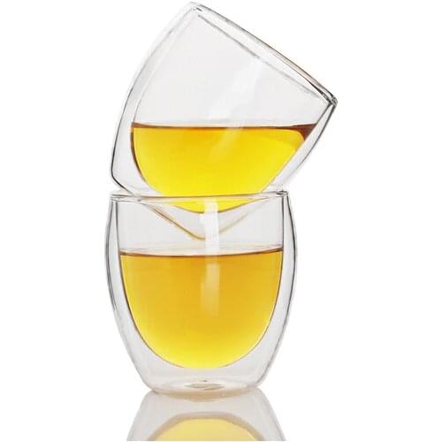2pcs/lot Double Wall Glass Tea Cup Coffee Mugs Transparent Insulation Glasses Cups Creative Vaso Caneca Beer Wine Verre JN 1014