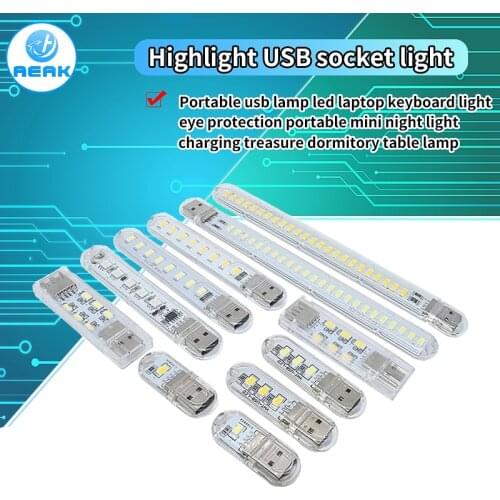 USB LED Book Lights 2-24LEDS SMD 5630 5730 LED Bulb 5V Power Input White 5000-6500K Warm White 3000-3500K USB Night light