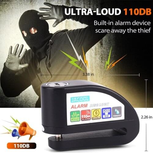 Waterproof motorcycle alarm lock bike lock security anti-theft lock moto disc brake lock +bag+Reminder rope