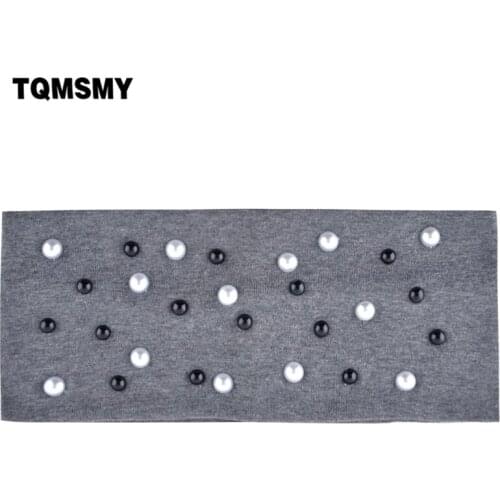 TQMSMY winter Black white pearl wide women hair band fashion sports cotton sweat head band female headwear accessories TMFD12
