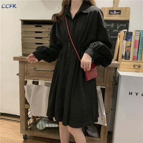 Egirl Grunge Dress Women Lantern Sleeve Preppy Style Elastic Waist Design Vintage Black Vestidos Elegant Pleated ALT Clothes Y2k