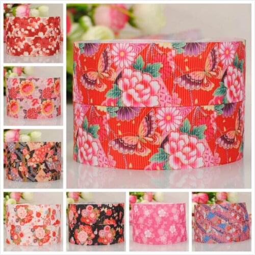 1"25mm pink small flowers ribbon pattern printed grosgrain ribbon DIY ribbon free shipping