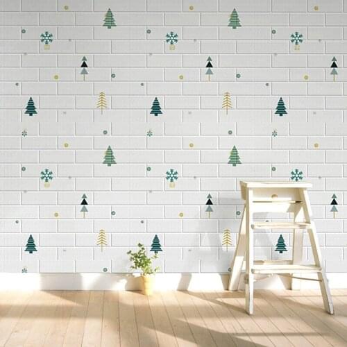 1pcs 77 X 70 cm 3D DIY Wallpaper Mediterranean Retro Cartoon Wall Stickers PE Foam Self-adhesive Living Room Bedroom Home Decor