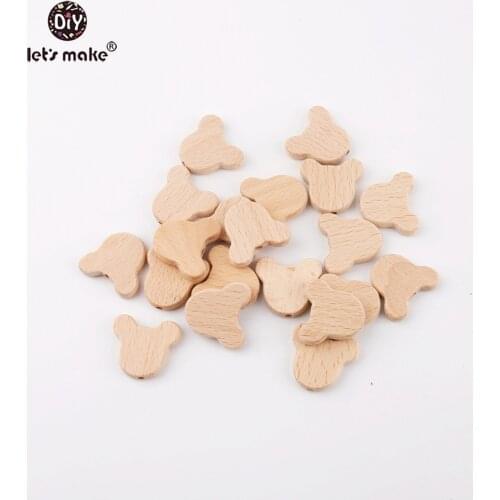 LetS Make 10Pc Wooden Beads Bear Beads Wooden Teethers Environmental Protection Original Smooth Bracelet Beads Baby Teether