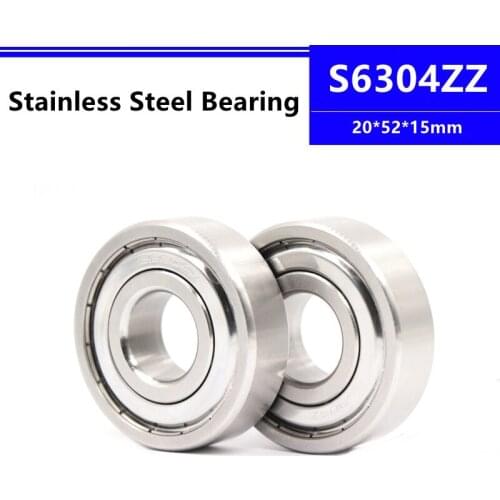 10pcs/lot S6304ZZ 20*52*15mm Stainless Steel Deep Groove Ball Bearing 20x52x15mm S6304 S6304-2Z S6304Z B6304ZZ