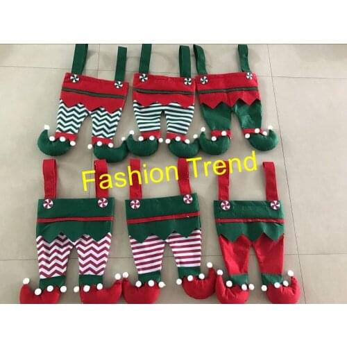 100pcs/lot Christmas decoration elf pants stocking candy bag Christmas gift bags sacks 6 styles wholesale candy stockings