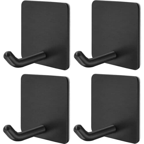 2/4/6 Pcs SUS304 Black Robe Hook Wall Hook Towel Hook for Bathroom Coat Hook Rustproof Hook Hanger for Kitchen Hardware