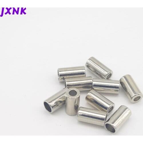 20pcs/Lot 10mm Cylinders Leather Cord End Caps Tassel Crimp End Connector Cord Ends Lock Toggle Clip for Stopper silver nickel