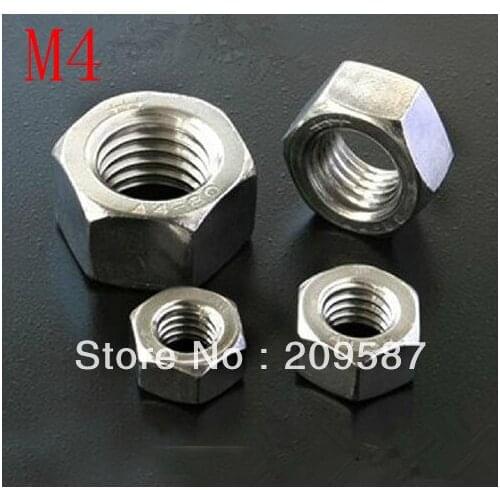 200pcs Metric Thread M4 304 Stainless Steel Hex Head Nuts Screw Nuts Hex Nuts
