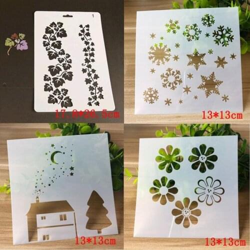 4pcs Falling Snow Stencil Christmas DIY Scrapbooking Photo Album Decorative Embossing Stencils Template Drawing