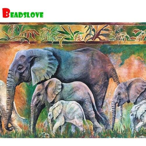 5d Diamond painting full Square Round Drill Africa animal elephant mother and child diamond mosaic diy diamond embroidery icon