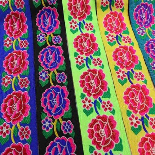7 Meters 50mm Flower Pattern Vintage Ethnic Embroidery Lace Ribbon Boho Lace Trim DIY Clothing Curtain Accessories Ribbon Fabric