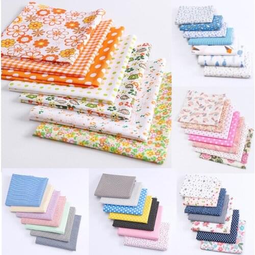 7pcs/set 25X24cm Flower Pattern Cotton Fabric Printed Cloth DIY Handmade Patchwork Material for Needlework Sewing Accessories