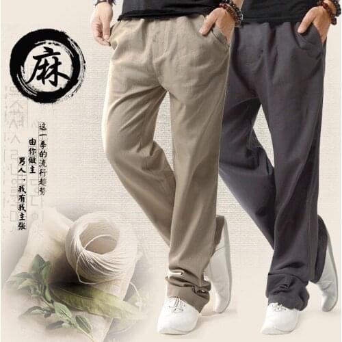 Harajuku High Quality Healthy Linen Pants Men 2020 Summer Breathable Loose Flax Trousers Male Boys Hemp Cotton Casual Pants