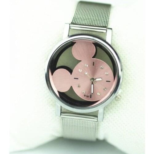 Reloj Mujer Fashion Mickey Cartoon Children Watch Transparent Hollow Women Quartz Watches stainless steel Clock Relogio feminino