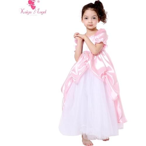 Princess Children Clothing Pink Satin Tulle Dress Set Summer Spring Party Girls Clothes Dress Kids