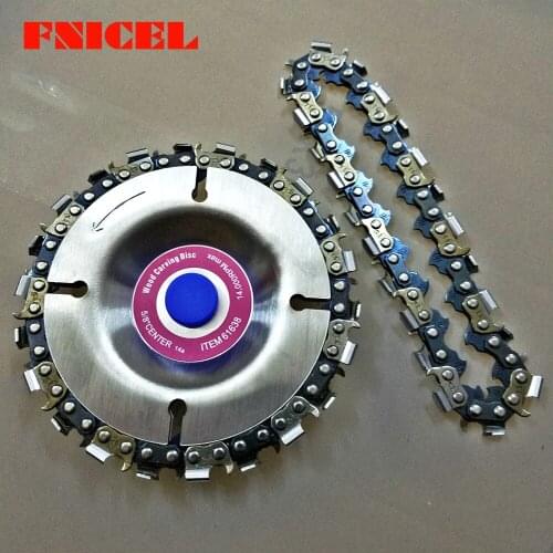Wood Carving Disc 4" Steel Grinders Disc w/ 2pcs Saw Chain 22 Tooth Fine Cut Chains Set For 4" 4-1/2" Angle Grinder