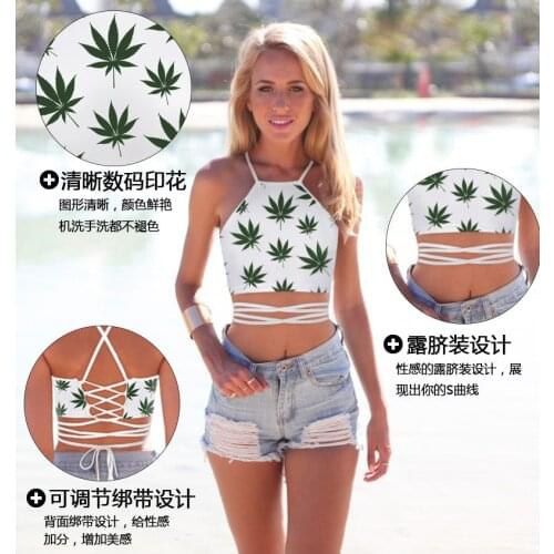 European and American fashion hemp leaf digital stamp fashion cartoon cross-tie belt waistband jacket