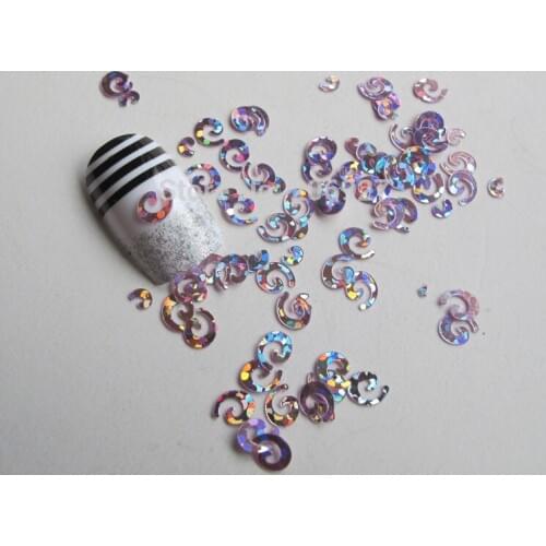 GD6-4 20g/bag Cute Laser Pink Swirl Nail Art Shinny Glitter Cute Decoration Nail Art Decoration