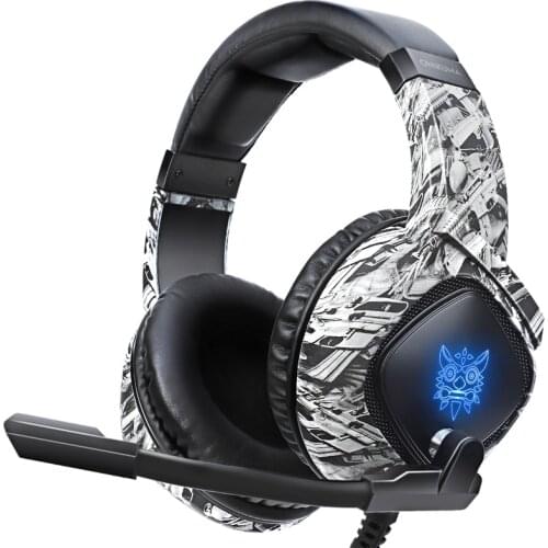 ONIKUMA K19 RGB Gaming Headphone Stereo Noise Reduction Headset for PS4/PC//Laptop/Tablet/Phone/NS (Camouflage Gray)