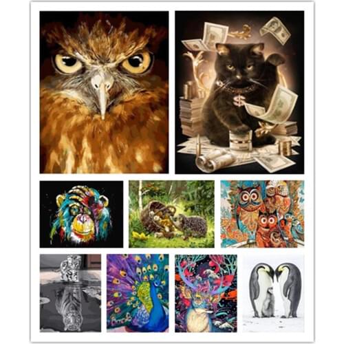 TOUOILP full square Diamond 5D DIY Diamond Painting "Owl Penguin hedgehog cat" Pattern Embroidery Cross Stitch Mosaic Decoration