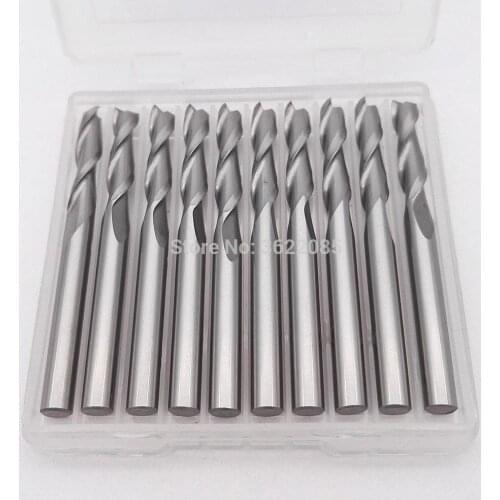 KLOT 10pcs Solid Carbide End Mill 1mm-5mm 2-Flute Cutter Router Bits CNC K10