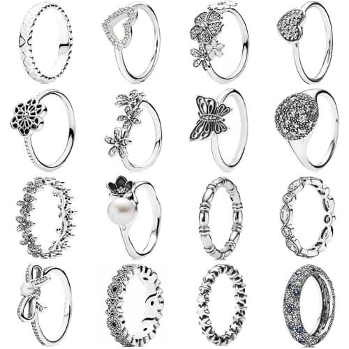 925 Sterling Silver Ring 1:1 Cosmic Stars Statement Bamboo Barrel Stacker Hugs And Kisses Daisy Flower Ring Fashion Jewelry