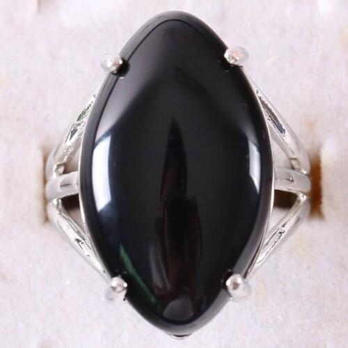 Finger Ring Natural Stone Olive CAB Cabochon Bead Black Onyx Adjustable Ring For Women Men Z360