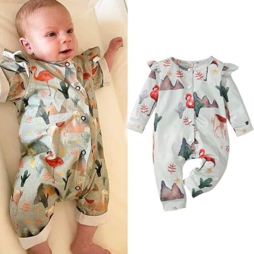 FOCUSNORM Newborn Baby Girls Boys Cute Jumpsuits 0-24M Animal Pattern Printed Single Breasted Long Sleeve Autumn Romper