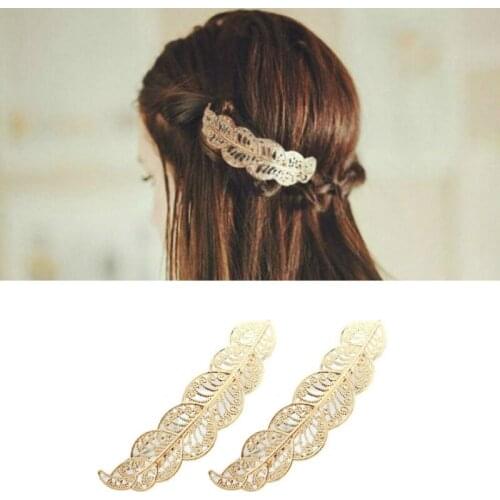 Alloy Leaf Hairpin Adult Hollow Hairgrips Hair Clips for Girls Women Side Clip Hair Accessories Headdress Female Barrettes
