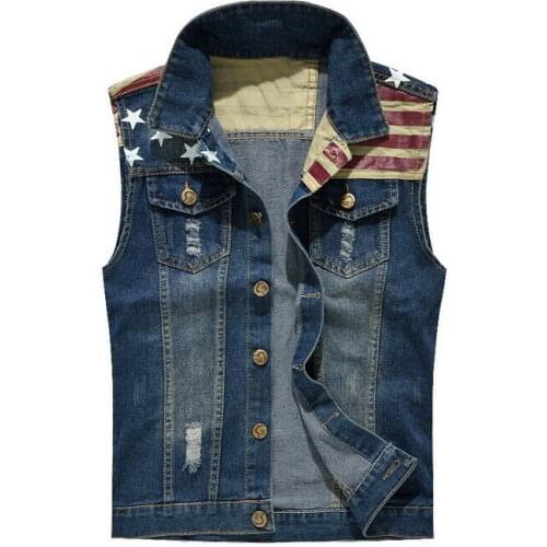 2021 New Mens Sleeveless Biker Tanks Cowboy Denim Vest Jean Jacket Waistcoat Tops