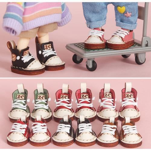 New Doll Shoes,Fashion Cowhide Canvas Shoes for ob11,obitsu 11,holala,1/12bjd doll clothes accessories for dolls