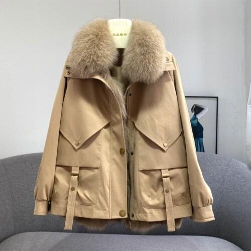 2020 New Womens Mid-length Fox Fur Liner Parkas Real Fur Coat Detachable Warm Jacket Female Winter 3 Wears Streetwear Women
