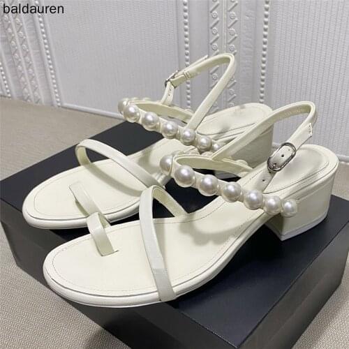 2021 New Summer Womens Open Toe Mid-heel Sandals High Heels Flip Flops Thick Heel Sexy Sandals Womens Shoes